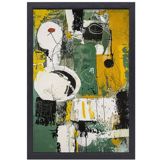 Abstract dynamisch schilderij met levendige kleuren canvas met baklijst
