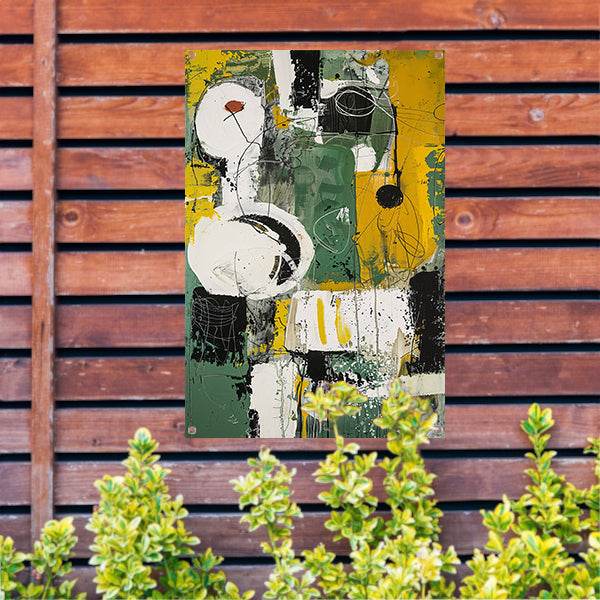 Abstract dynamisch schilderij met levendige kleuren tuinposter