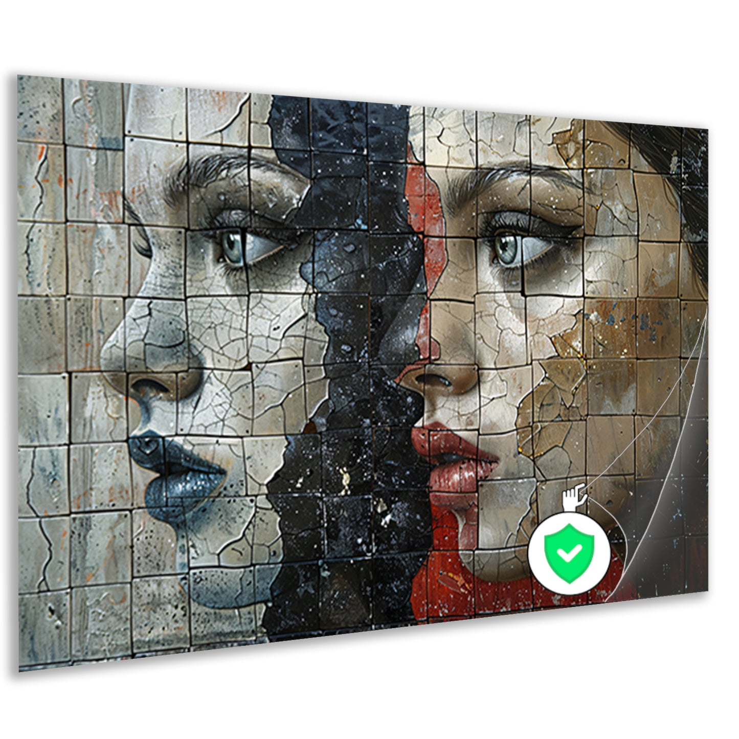 Twee Gezichten Verdeeld door Kleur en Textuur poster