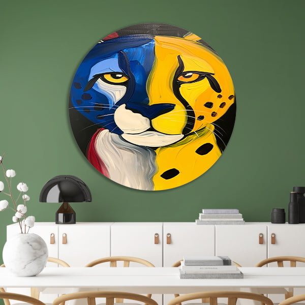 Kleurrijke abstracte cheeta in popart stijl forex muurcirkel