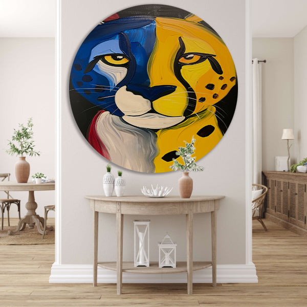 Kleurrijke abstracte cheeta in popart stijl forex muurcirkel