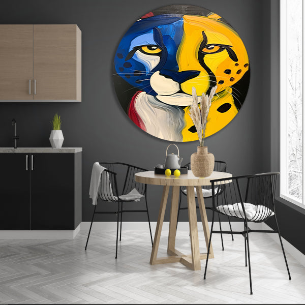 Kleurrijke abstracte cheeta in popart stijl forex muurcirkel