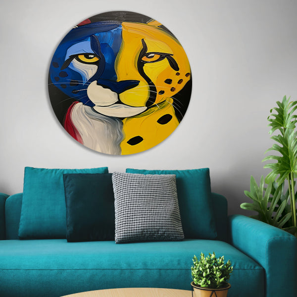 Kleurrijke abstracte cheeta in popart stijl forex muurcirkel