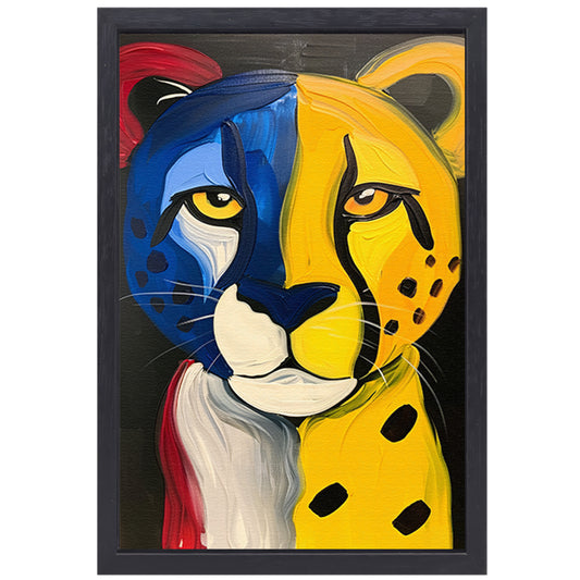 Kleurrijke abstracte cheeta in popart stijl canvas met baklijst