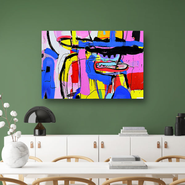 Abstract kleurrijk schilderij van figuur en kleuren canvas