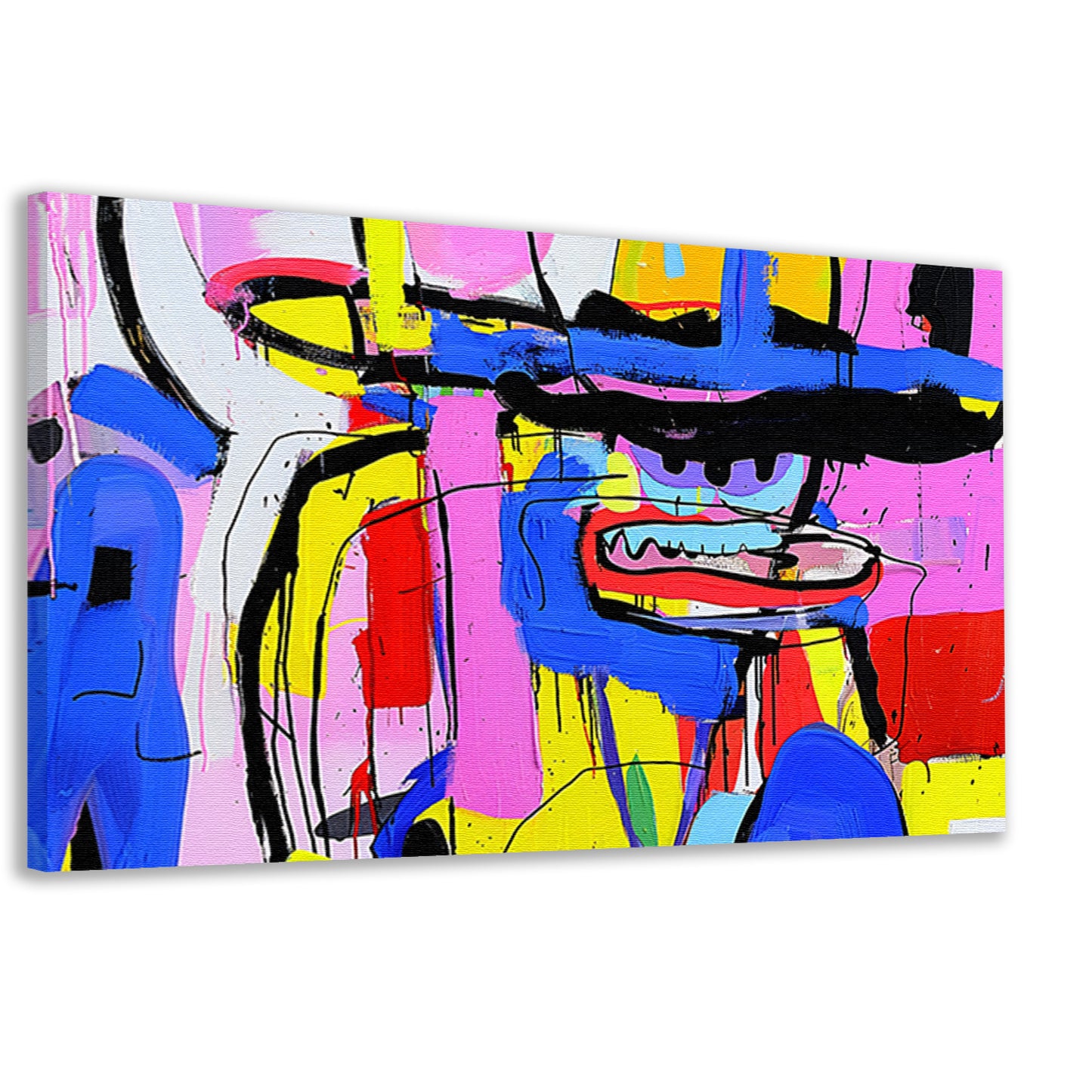 Abstract kleurrijk schilderij van figuur en kleuren canvas