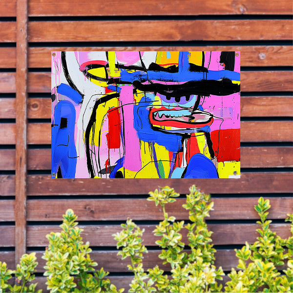 Abstract kleurrijk schilderij van figuur en kleuren tuinposter