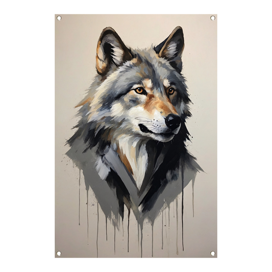 Intense Blik van een Abstracte Wolf tuinposter