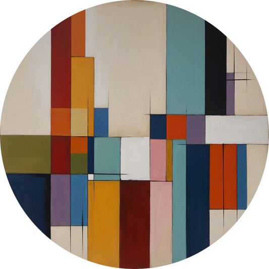 Harmonie in Abstracte Geometrie en Kleur aluminium muurcirkel