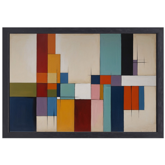 Harmonie in Abstracte Geometrie en Kleur canvas met baklijst