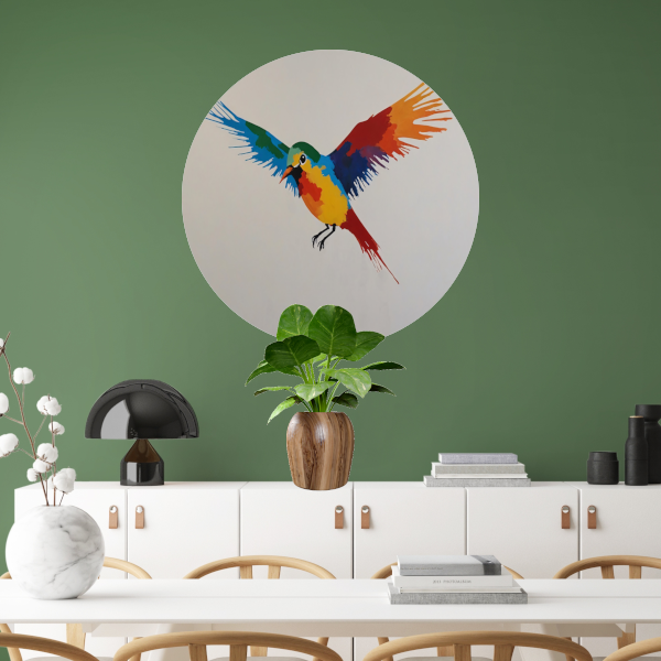 Kleurrijke Vlucht van een Abstracte Vogel forex muurcirkel