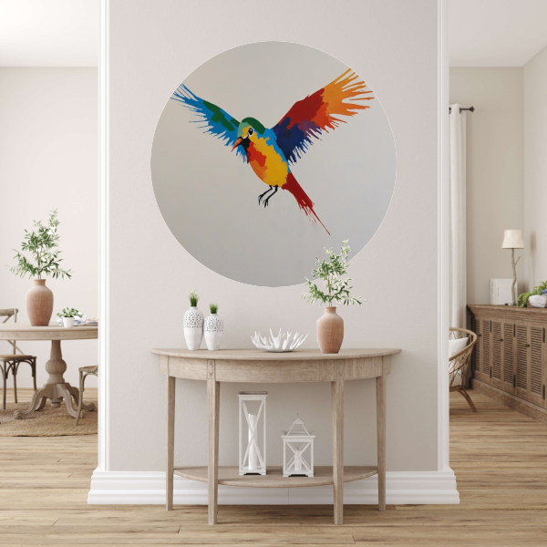 Kleurrijke Vlucht van een Abstracte Vogel forex muurcirkel