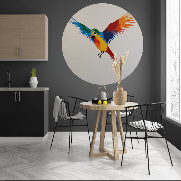 Kleurrijke Vlucht van een Abstracte Vogel forex muurcirkel