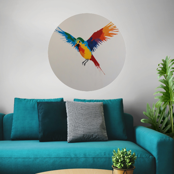 Kleurrijke Vlucht van een Abstracte Vogel forex muurcirkel