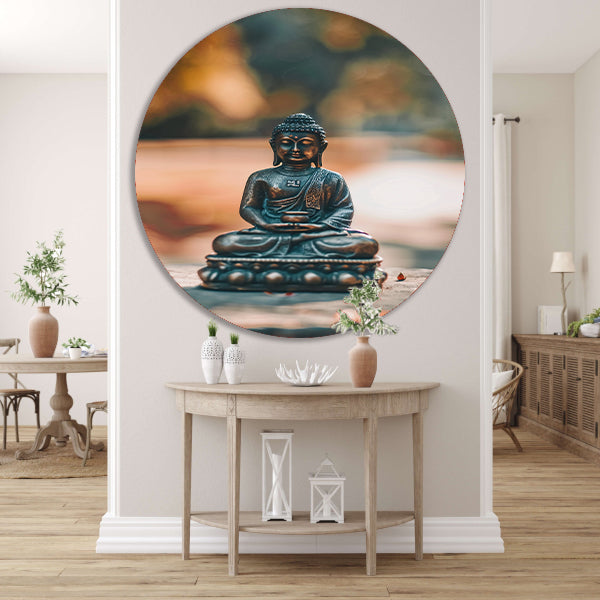 Rustige Boeddha in serene omgeving forex muurcirkel