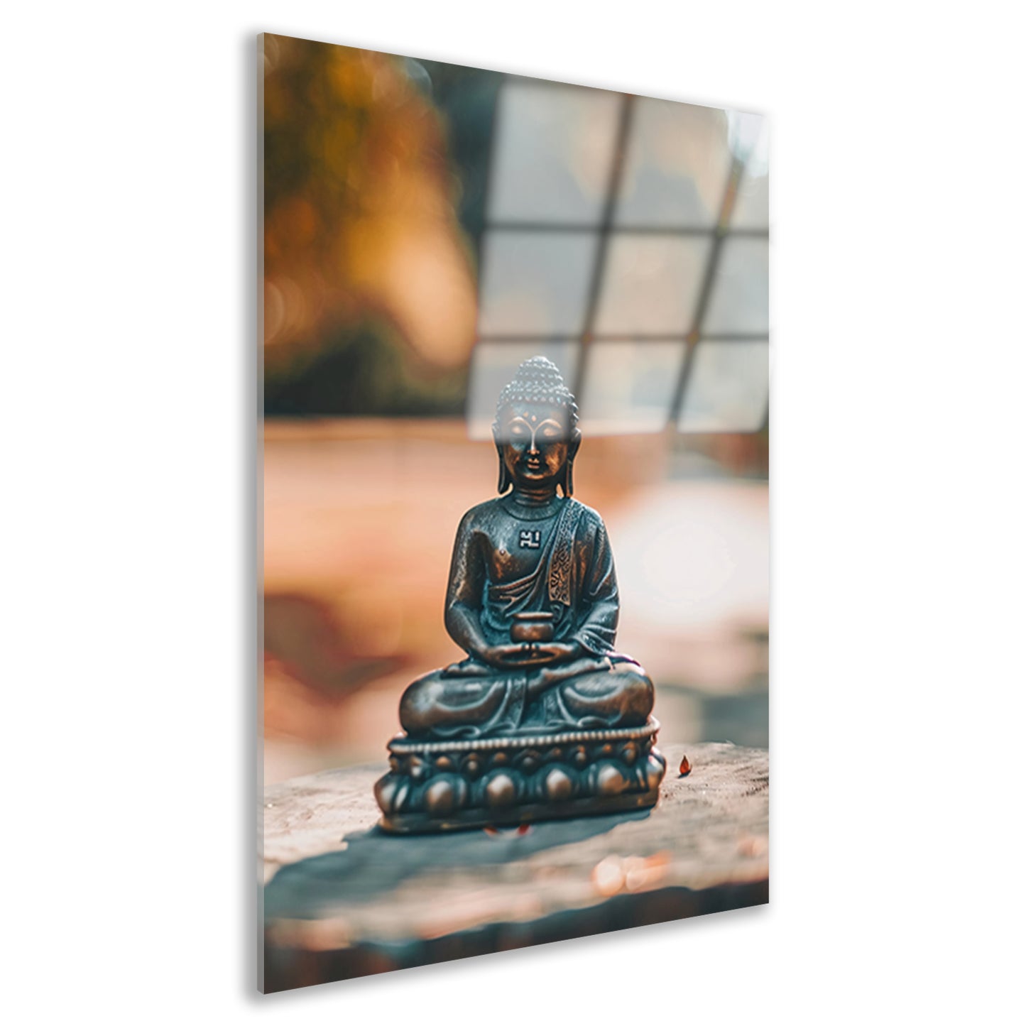 Rustige Boeddha in serene omgeving acrylglas
