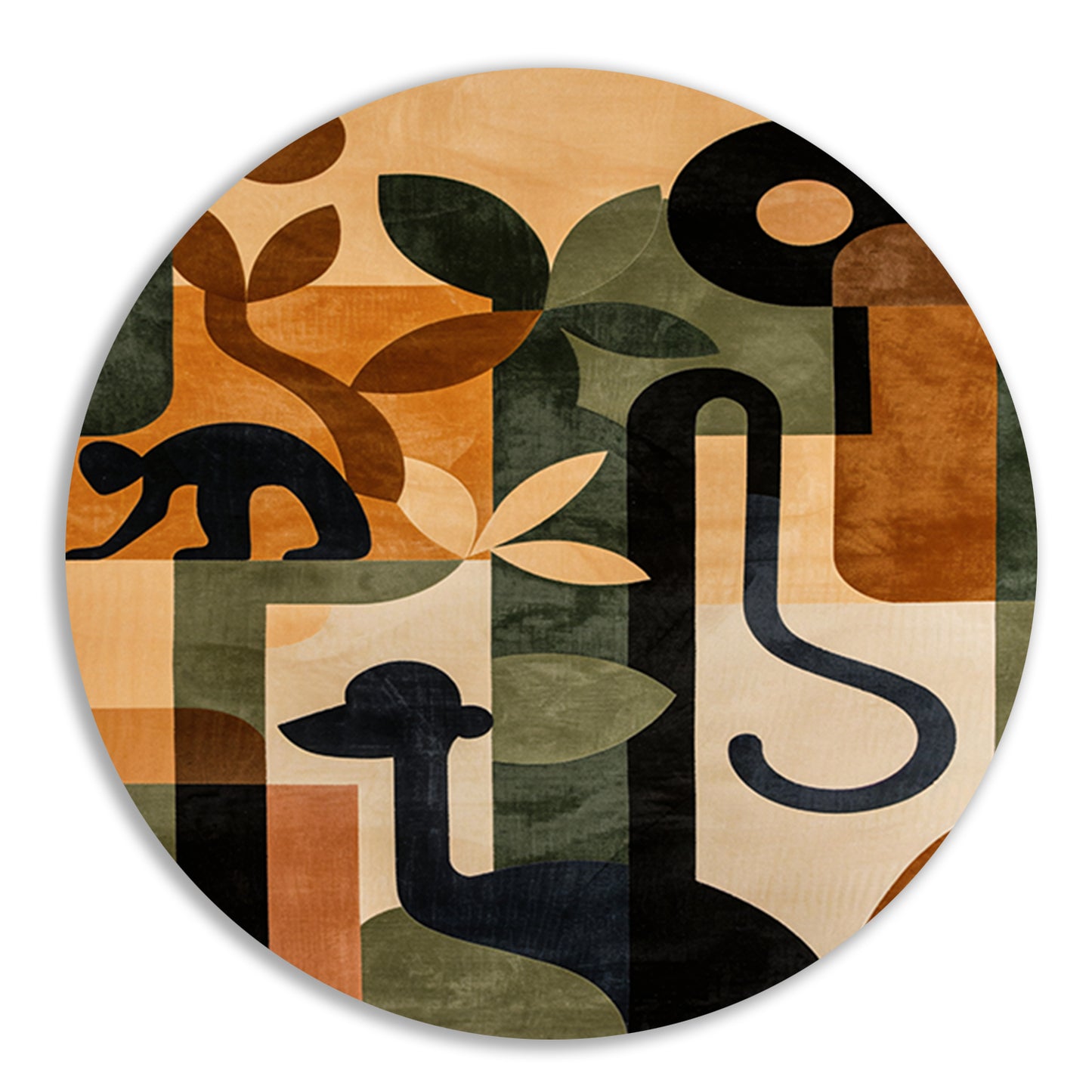 Stilistische Dieren en Planten in Abstract Ontwerp forex muurcirkel