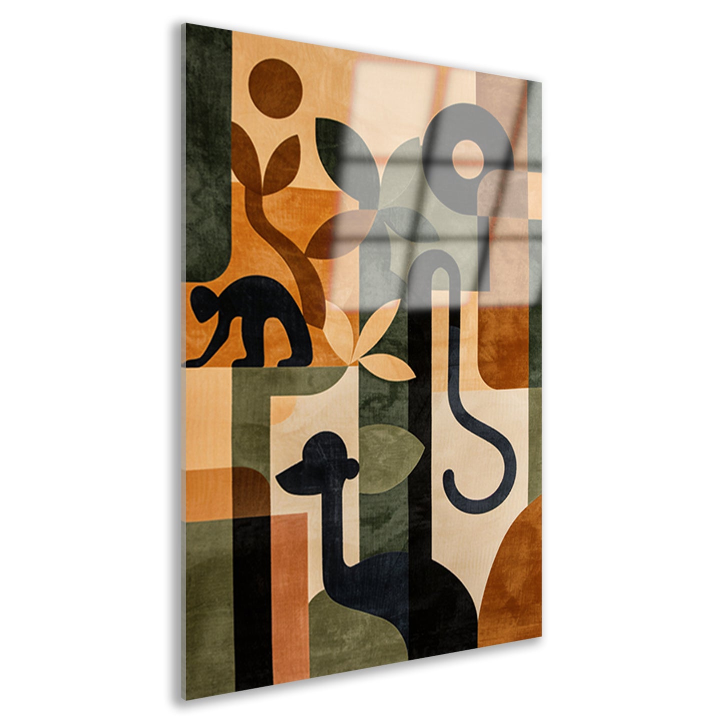 Stilistische Dieren en Planten in Abstract Ontwerp acrylglas