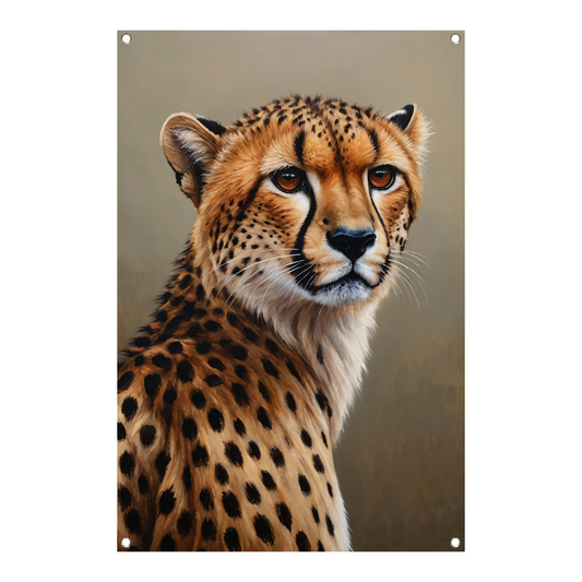 Hyperrealistisch Olieverf Cheetah Portret tuinposter