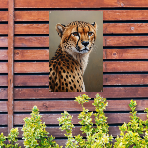 Hyperrealistisch Olieverf Cheetah Portret tuinposter