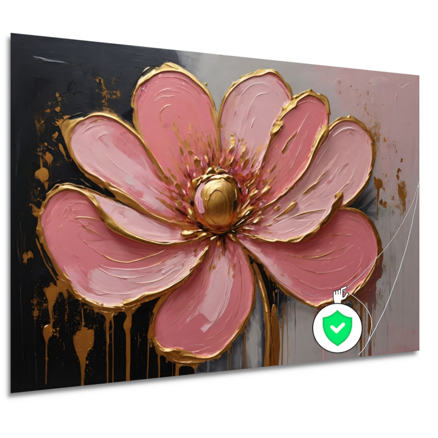 Roze Bloesem met Gouden Accenten poster