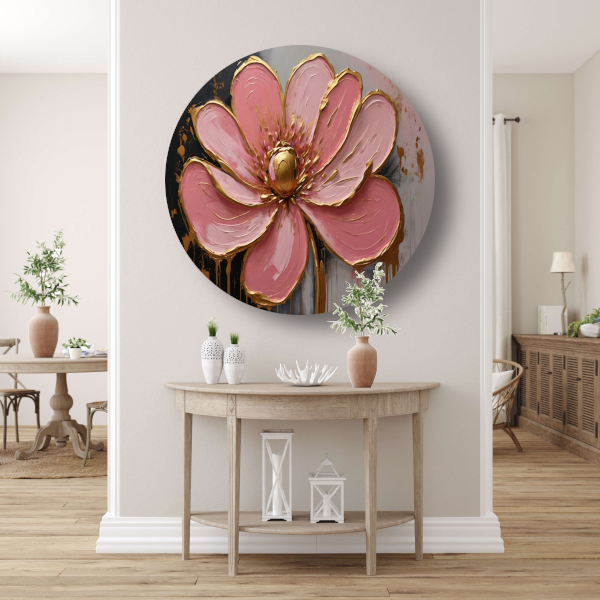 Roze Bloesem met Gouden Accenten forex muurcirkel