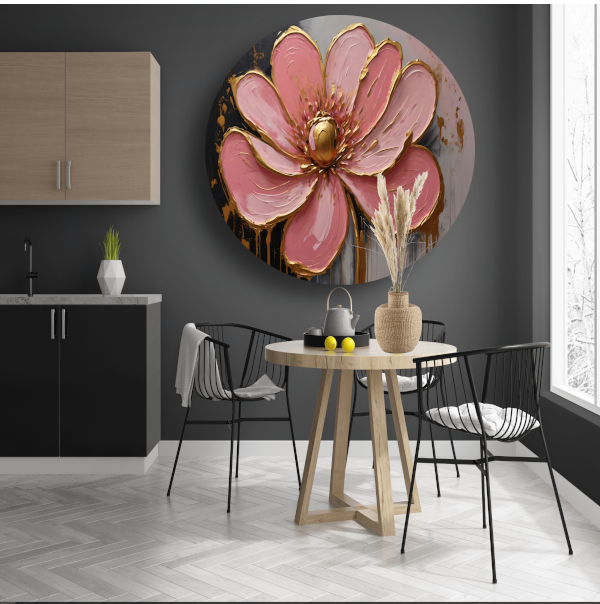 Roze Bloesem met Gouden Accenten forex muurcirkel