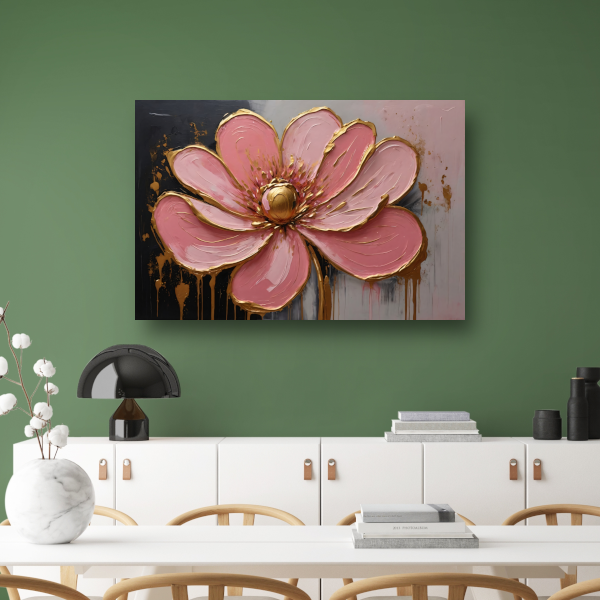 Roze Bloesem met Gouden Accenten poster