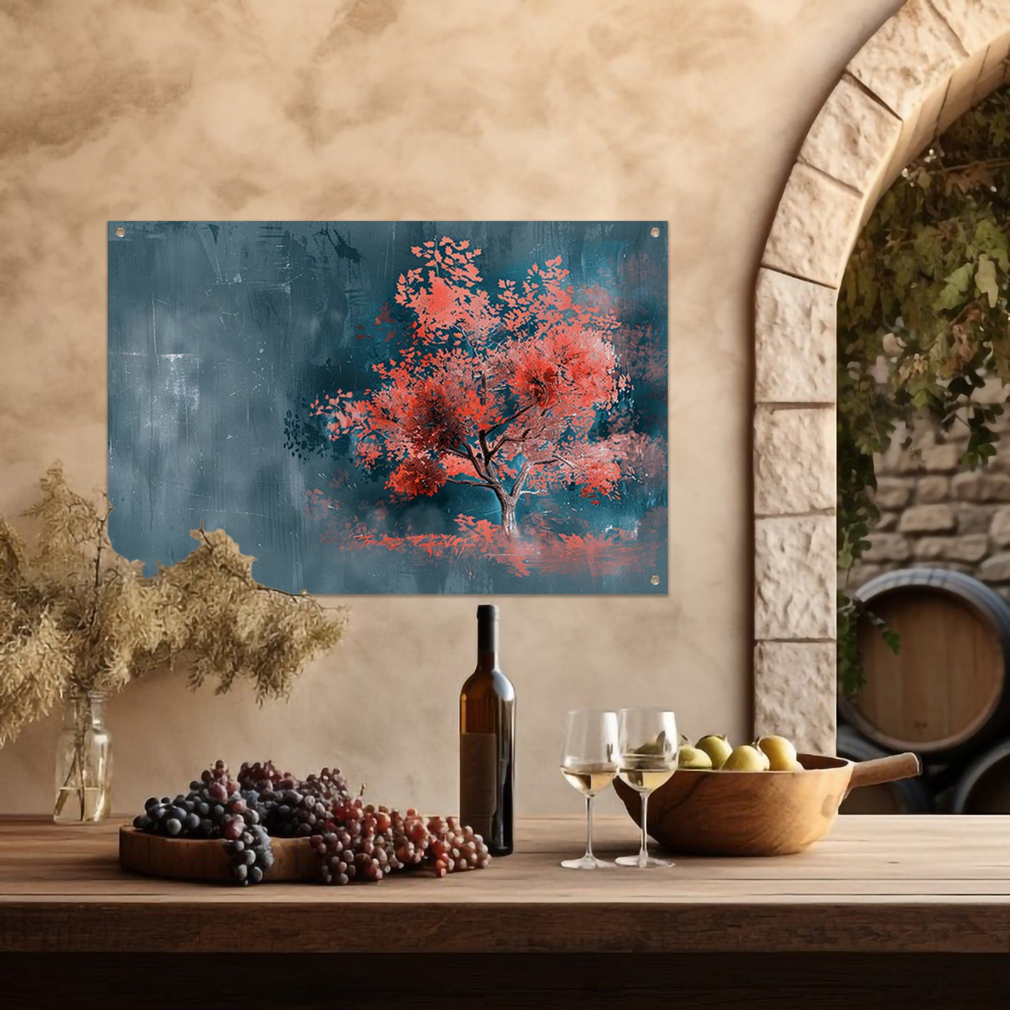 Prachtige digitale kunst van kleurrijke boom tuinposter