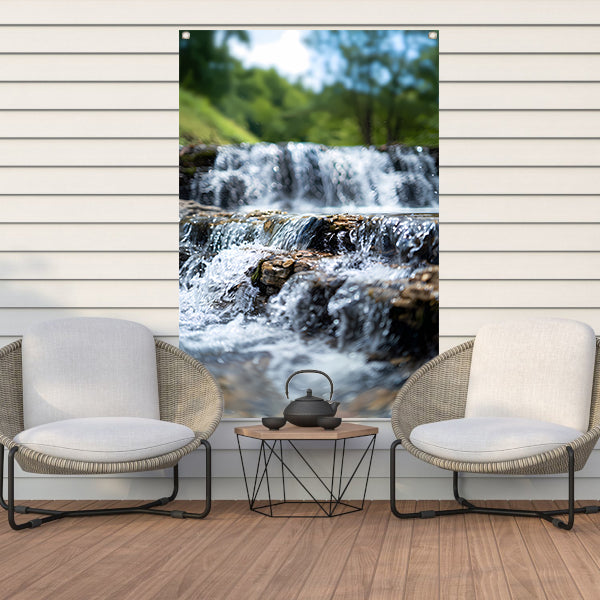 Monochrome Waterval in het Bos tuinposter