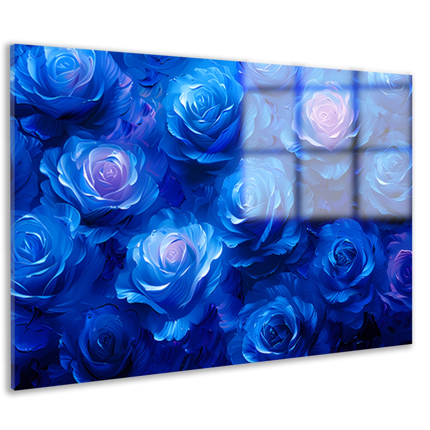 Abstracte kunst met blauwe rozen acrylglas