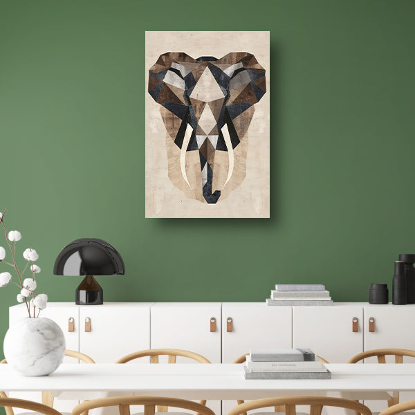 Monochrome Geometrische Olifant Kunstwerk poster