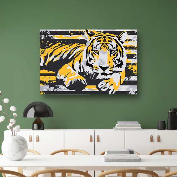 Dynamische tijger in moderne abstracte stijl poster