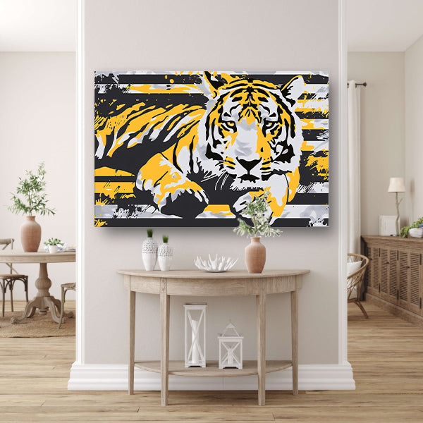 Dynamische tijger in moderne abstracte stijl poster