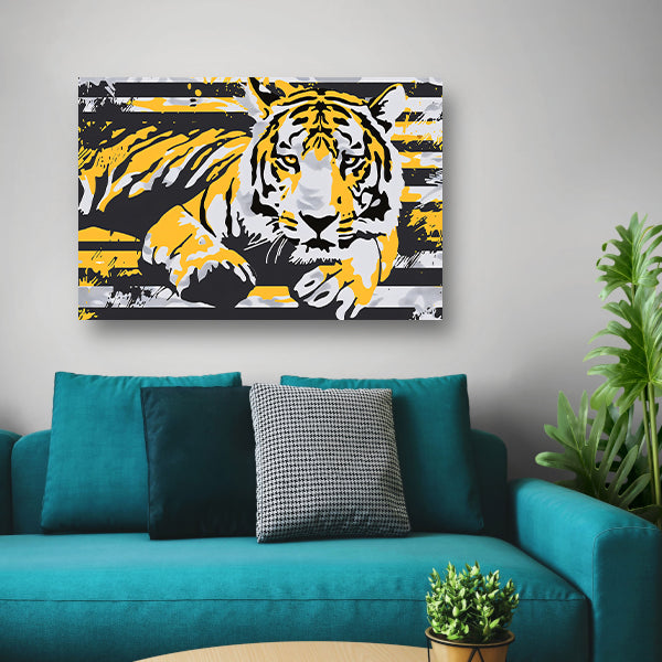 Dynamische tijger in moderne abstracte stijl poster