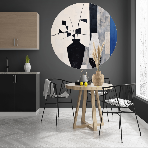 Monochrome Vazen en Dynamische Bloemen forex muurcirkel