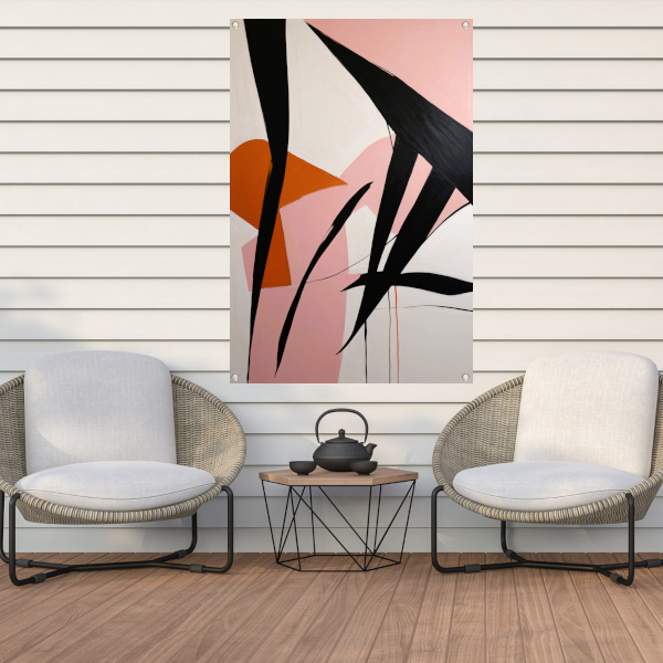 Abstracte Dynamiek in Zwart, Wit en Kleur tuinposter
