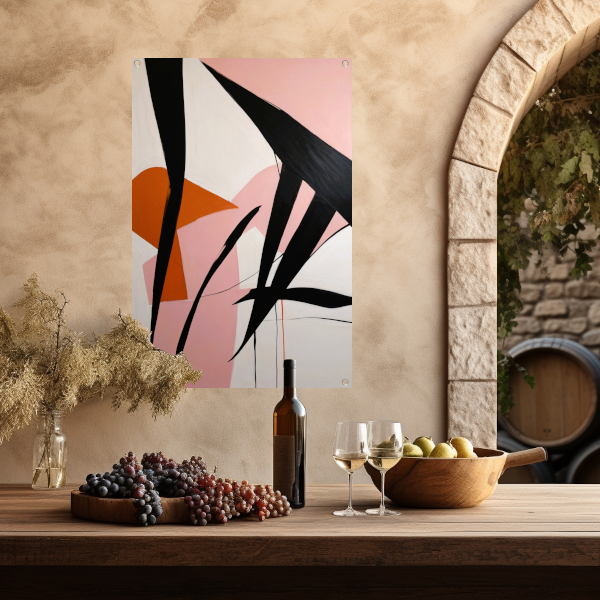 Abstracte Dynamiek in Zwart, Wit en Kleur tuinposter