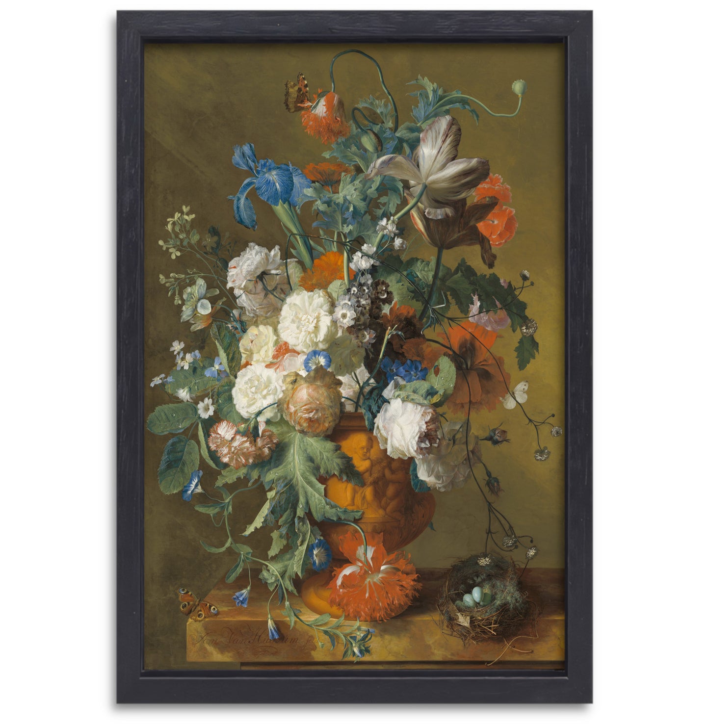 Bloemen in een urn - Jan van Huysum canvas met baklijst