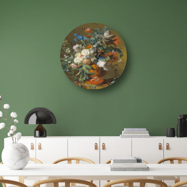 Bloemen in een urn - Jan van Huysum forex muurcirkel