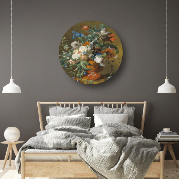 Bloemen in een urn - Jan van Huysum forex muurcirkel
