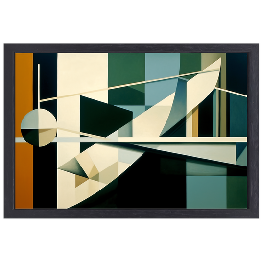 Minimalistische compositie in zwart-wit canvas met baklijst