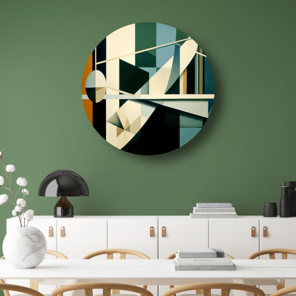 Minimalistische compositie in zwart-wit aluminium muurcirkel