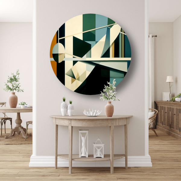 Minimalistische compositie in zwart-wit aluminium muurcirkel
