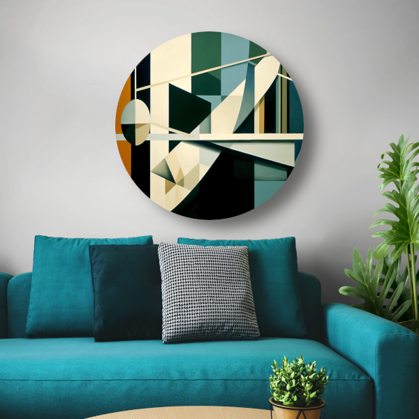 Minimalistische compositie in zwart-wit aluminium muurcirkel