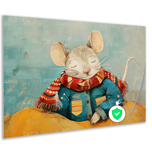 Kleurrijke muis met warme sjaal   poster
