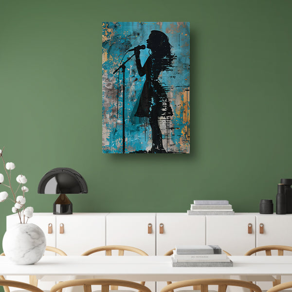 Modern Silhouet van een Zangeres op Podium canvas