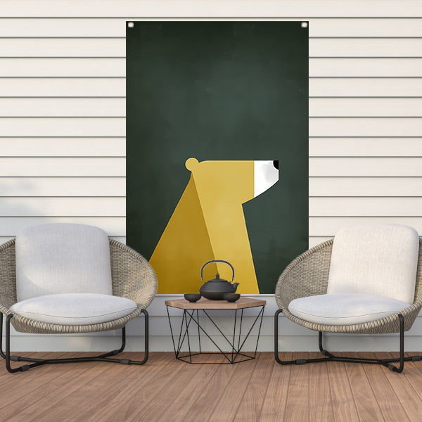 Minimalistische Print van een Geometrische Beer tuinposter