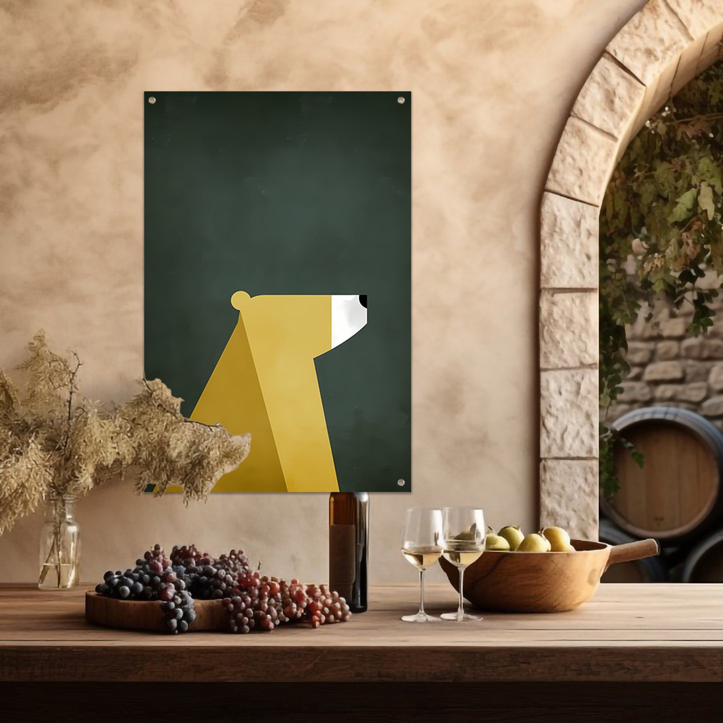 Minimalistische Print van een Geometrische Beer tuinposter