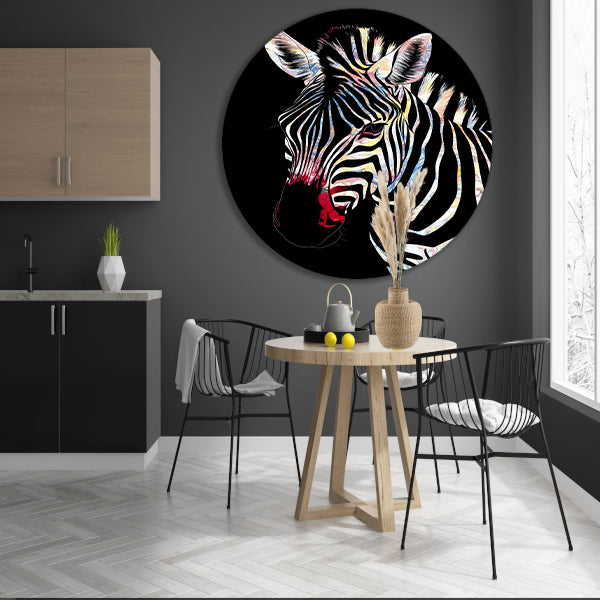Abstracte Zebra met Kleurrijke Design Elementen forex muurcirkel